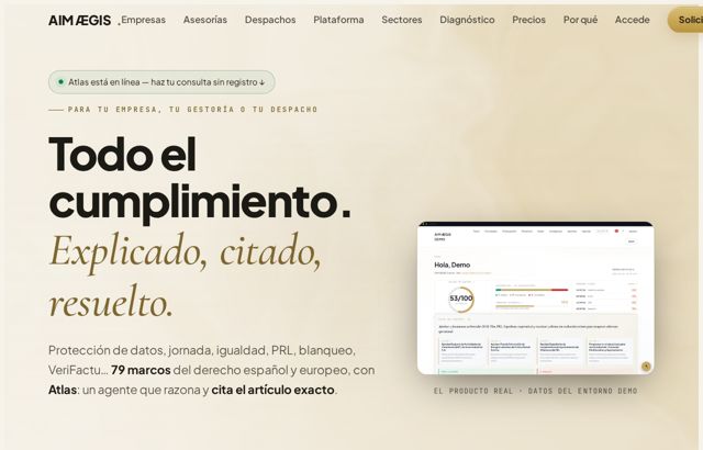 Captura de la web de AIM ÆGIS