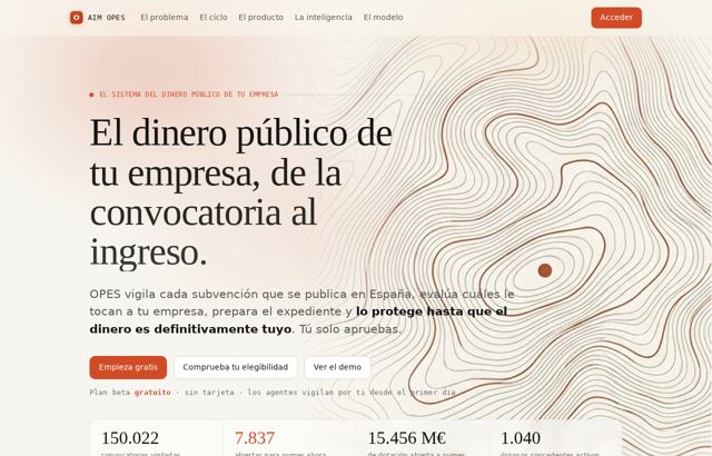 Captura de la web de AIM OPES